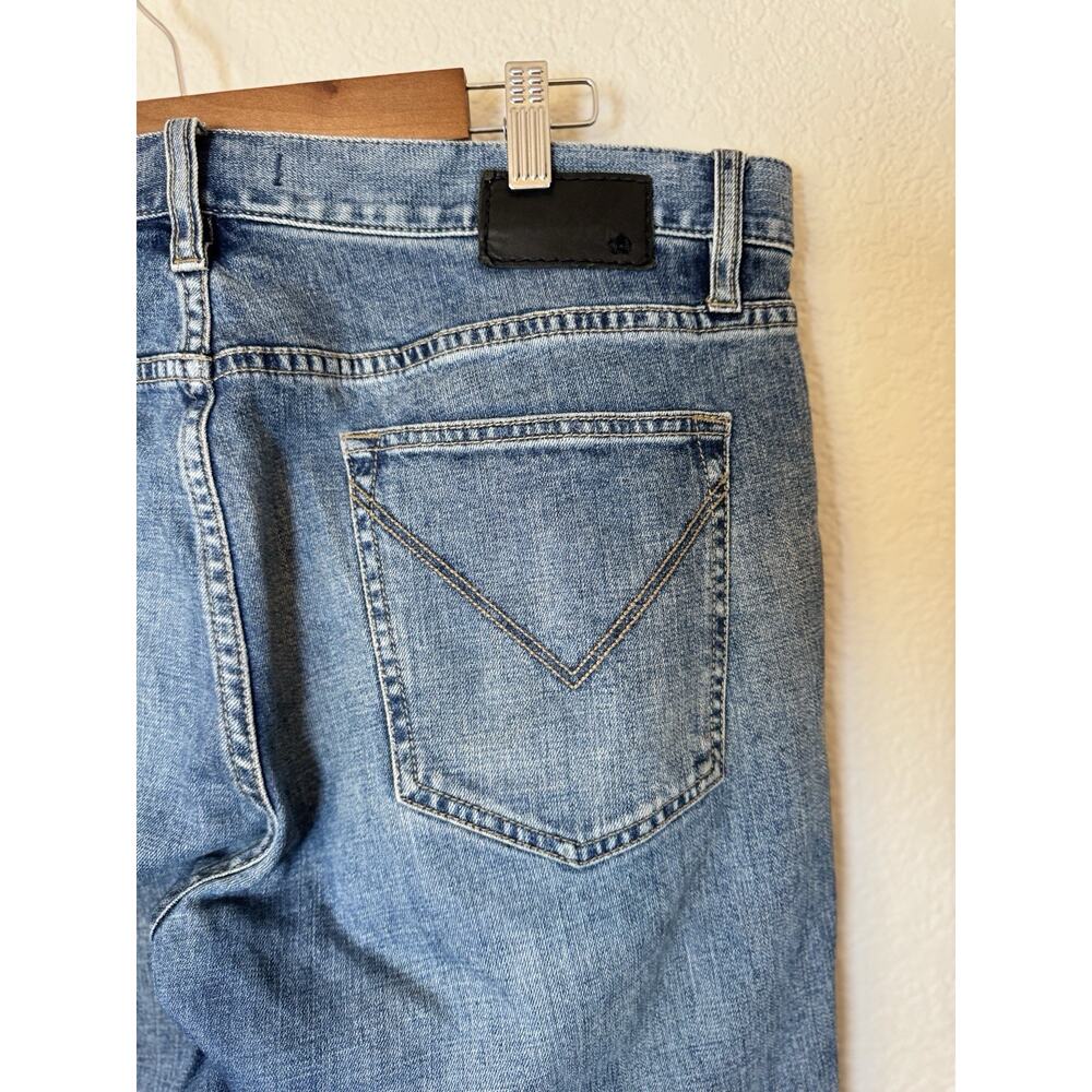 John Varvatos Mens Bowery Jeans Slim Straight 34 Stretch Denim Washed Blue USA - Picture 7 of 15